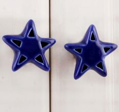 Navy Blue Star Ceramic Knob